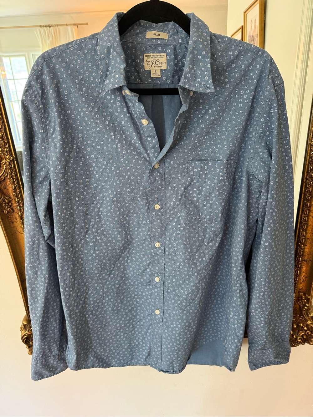 J. Crew Blue Printed Cotton Button-Down Shirt